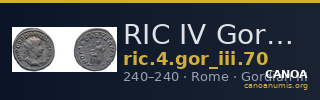 RIC IV Gordian III 70 — CANOA