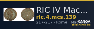 RIC IV Macrinus 139 — CANOA