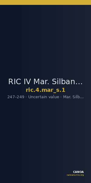 RIC IV Mar. Silbannacus 1 — CANOA