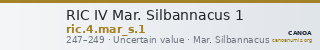 RIC IV Mar. Silbannacus 1 — CANOA