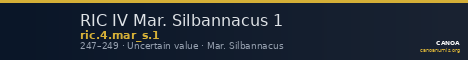 RIC IV Mar. Silbannacus 1 — CANOA