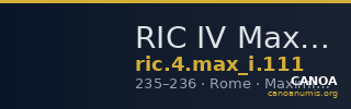 RIC IV Maximinus Thrax 111 — CANOA