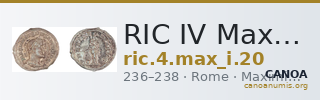 RIC IV Maximinus Thrax 20 — CANOA