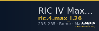 RIC IV Maximinus Thrax 26 — CANOA