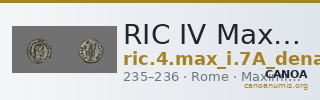 RIC IV Maximinus Thrax 7A (denarius) — CANOA