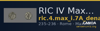 RIC IV Maximinus Thrax 7A (denarius) — CANOA