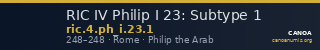 RIC IV Philip I 23: Subtype 1 — CANOA