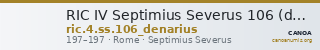 RIC IV Septimius Severus 106 (denarius) — CANOA