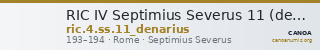RIC IV Septimius Severus 11 (denarius) — CANOA