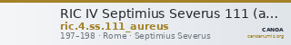 RIC IV Septimius Severus 111 (aureus) — CANOA