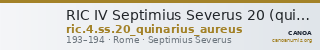 RIC IV Septimius Severus 20 (quinarius aureus) — CANOA