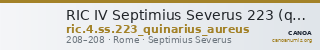 RIC IV Septimius Severus 223 (quinarius aureus) — CANOA