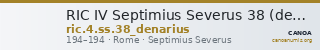 RIC IV Septimius Severus 38 (denarius) — CANOA