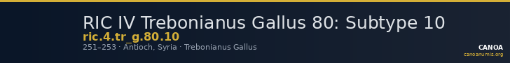 RIC IV Trebonianus Gallus 80: Subtype 10 — CANOA