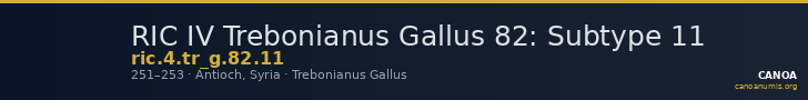 RIC IV Trebonianus Gallus 82: Subtype 11 — CANOA