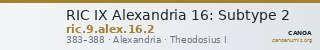 RIC IX Alexandria 16: Subtype 2 — CANOA