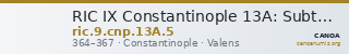 RIC IX Constantinople 13A: Subtype 5 — CANOA