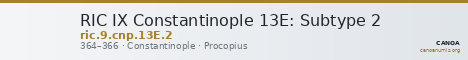 RIC IX Constantinople 13E: Subtype 2 — CANOA