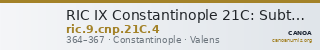RIC IX Constantinople 21C: Subtype 4 — CANOA