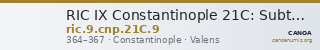 RIC IX Constantinople 21C: Subtype 9 — CANOA