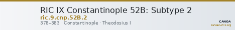 RIC IX Constantinople 52B: Subtype 2 — CANOA