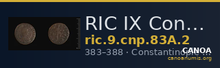 RIC IX Constantinople 83A: Subtype 2 — CANOA