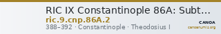 RIC IX Constantinople 86A: Subtype 2 — CANOA