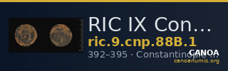 RIC IX Constantinople 88B: Subtype 1 — CANOA
