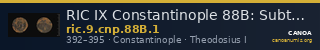 RIC IX Constantinople 88B: Subtype 1 — CANOA