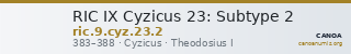 RIC IX Cyzicus 23: Subtype 2 — CANOA