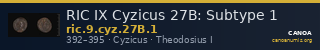 RIC IX Cyzicus 27B: Subtype 1 — CANOA