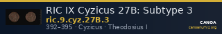 RIC IX Cyzicus 27B: Subtype 3 — CANOA
