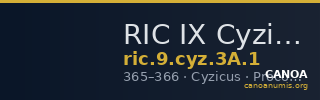 RIC IX Cyzicus 3A: Subtype 1 — CANOA