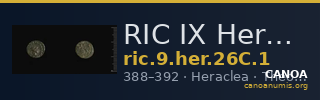 RIC IX Heraclea 26C: Subtype 1 — CANOA
