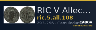 RIC V Allectus 108 — CANOA