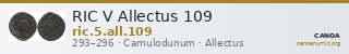 RIC V Allectus 109 — CANOA