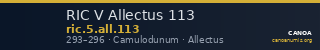 RIC V Allectus 113 — CANOA