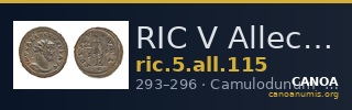 RIC V Allectus 115 — CANOA