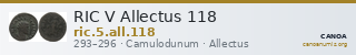 RIC V Allectus 118 — CANOA
