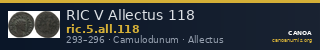 RIC V Allectus 118 — CANOA