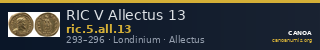 RIC V Allectus 13 — CANOA