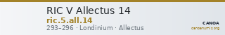 RIC V Allectus 14 — CANOA
