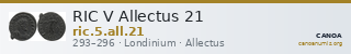 RIC V Allectus 21 — CANOA