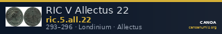 RIC V Allectus 22 — CANOA