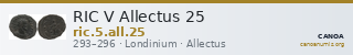 RIC V Allectus 25 — CANOA