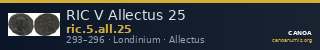 RIC V Allectus 25 — CANOA