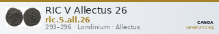 RIC V Allectus 26 — CANOA
