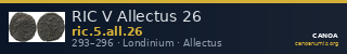 RIC V Allectus 26 — CANOA