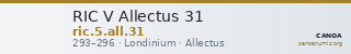 RIC V Allectus 31 — CANOA