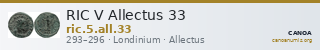 RIC V Allectus 33 — CANOA